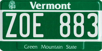 VT license plate ZOE883