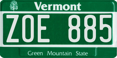 VT license plate ZOE885
