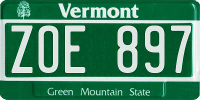 VT license plate ZOE897