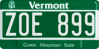 VT license plate ZOE899