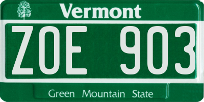 VT license plate ZOE903