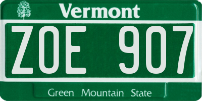 VT license plate ZOE907