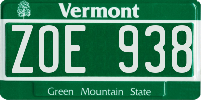 VT license plate ZOE938