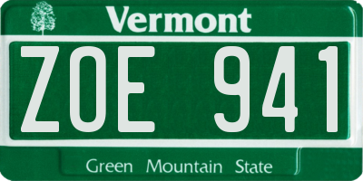 VT license plate ZOE941