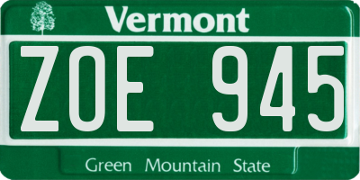 VT license plate ZOE945
