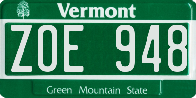 VT license plate ZOE948