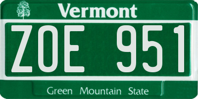 VT license plate ZOE951