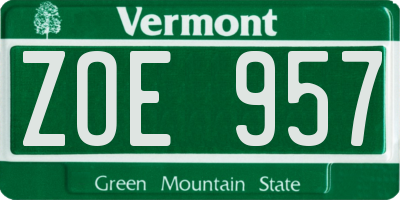 VT license plate ZOE957