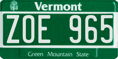 VT license plate ZOE965