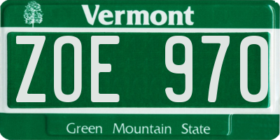 VT license plate ZOE970