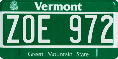 VT license plate ZOE972