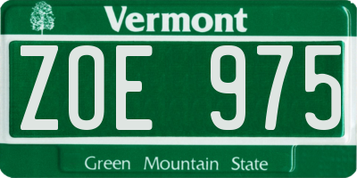 VT license plate ZOE975