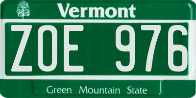 VT license plate ZOE976
