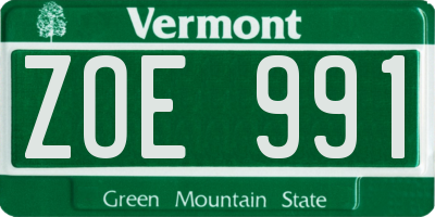 VT license plate ZOE991