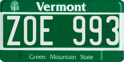 VT license plate ZOE993