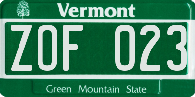 VT license plate ZOF023