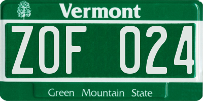 VT license plate ZOF024