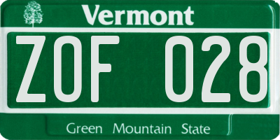 VT license plate ZOF028