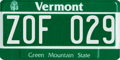 VT license plate ZOF029