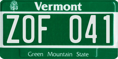 VT license plate ZOF041