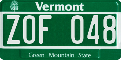VT license plate ZOF048