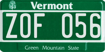 VT license plate ZOF056