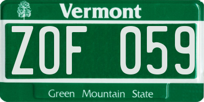 VT license plate ZOF059