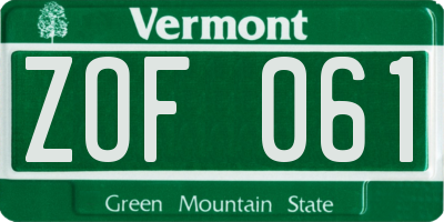VT license plate ZOF061