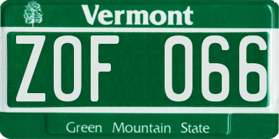 VT license plate ZOF066