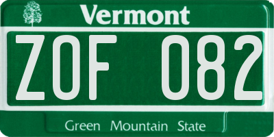 VT license plate ZOF082