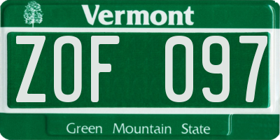 VT license plate ZOF097
