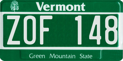 VT license plate ZOF148