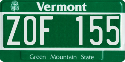 VT license plate ZOF155