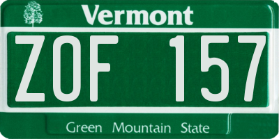 VT license plate ZOF157