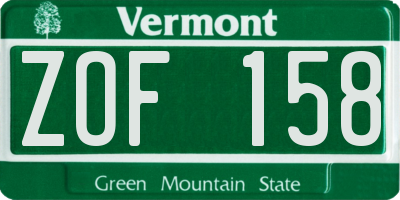 VT license plate ZOF158