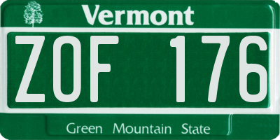 VT license plate ZOF176
