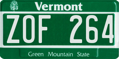 VT license plate ZOF264