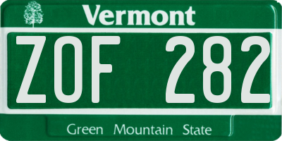 VT license plate ZOF282