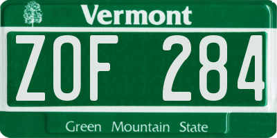 VT license plate ZOF284