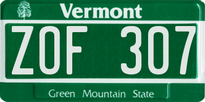 VT license plate ZOF307