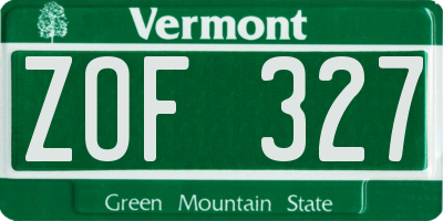 VT license plate ZOF327