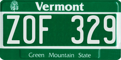 VT license plate ZOF329