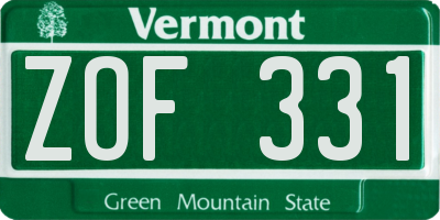 VT license plate ZOF331