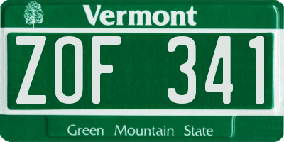 VT license plate ZOF341