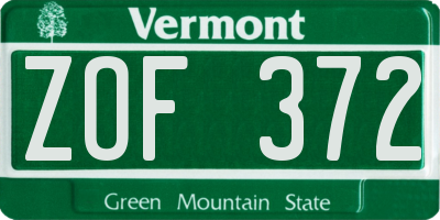 VT license plate ZOF372