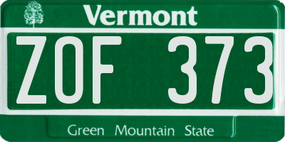 VT license plate ZOF373