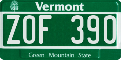 VT license plate ZOF390