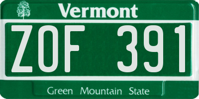 VT license plate ZOF391