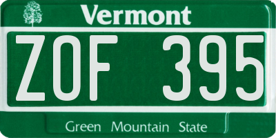VT license plate ZOF395