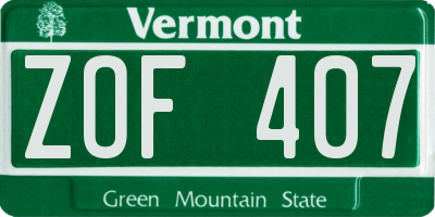 VT license plate ZOF407